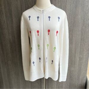 Vintage Quantum! Sportswear Knit Zip Up Sweater Size Large